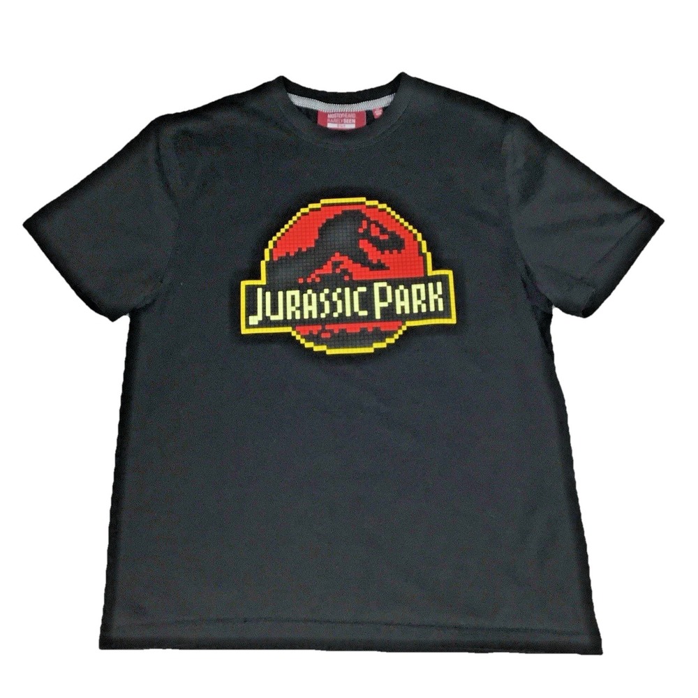 Mostly Heard Rarely Seen 8-Bit Jurassic Park Black Graphic T-Shirt Mens Small